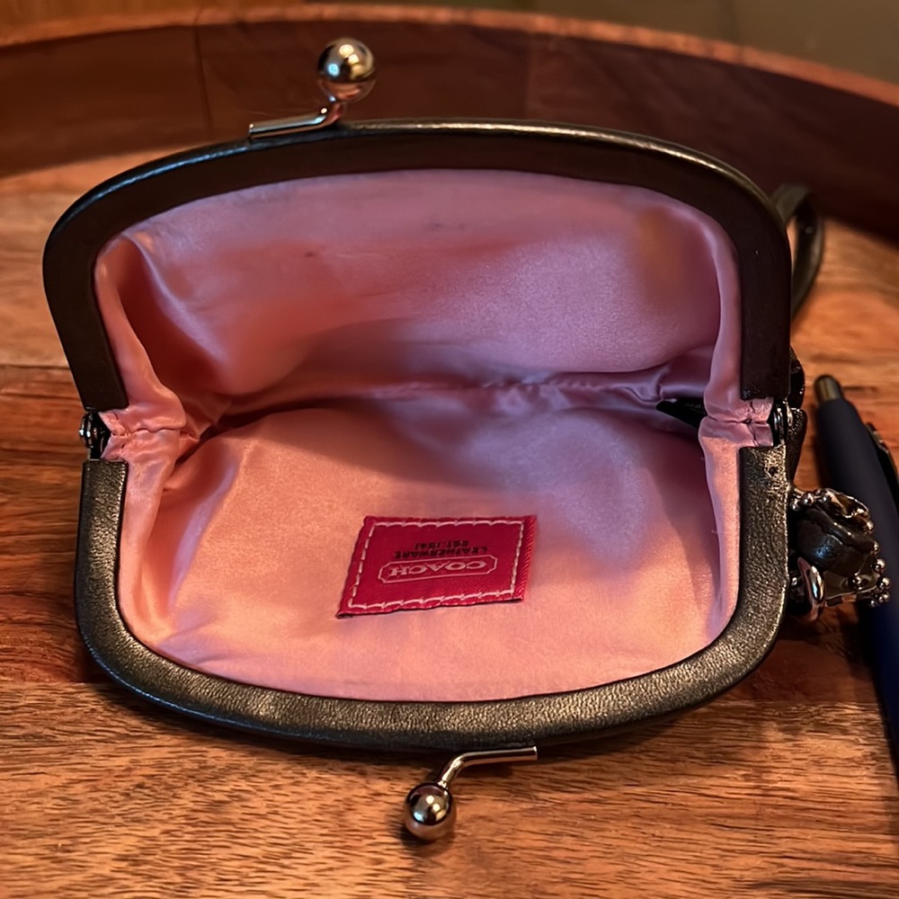 Authentic Coach Tiny Wristlet - Black And Silver,… - image 4